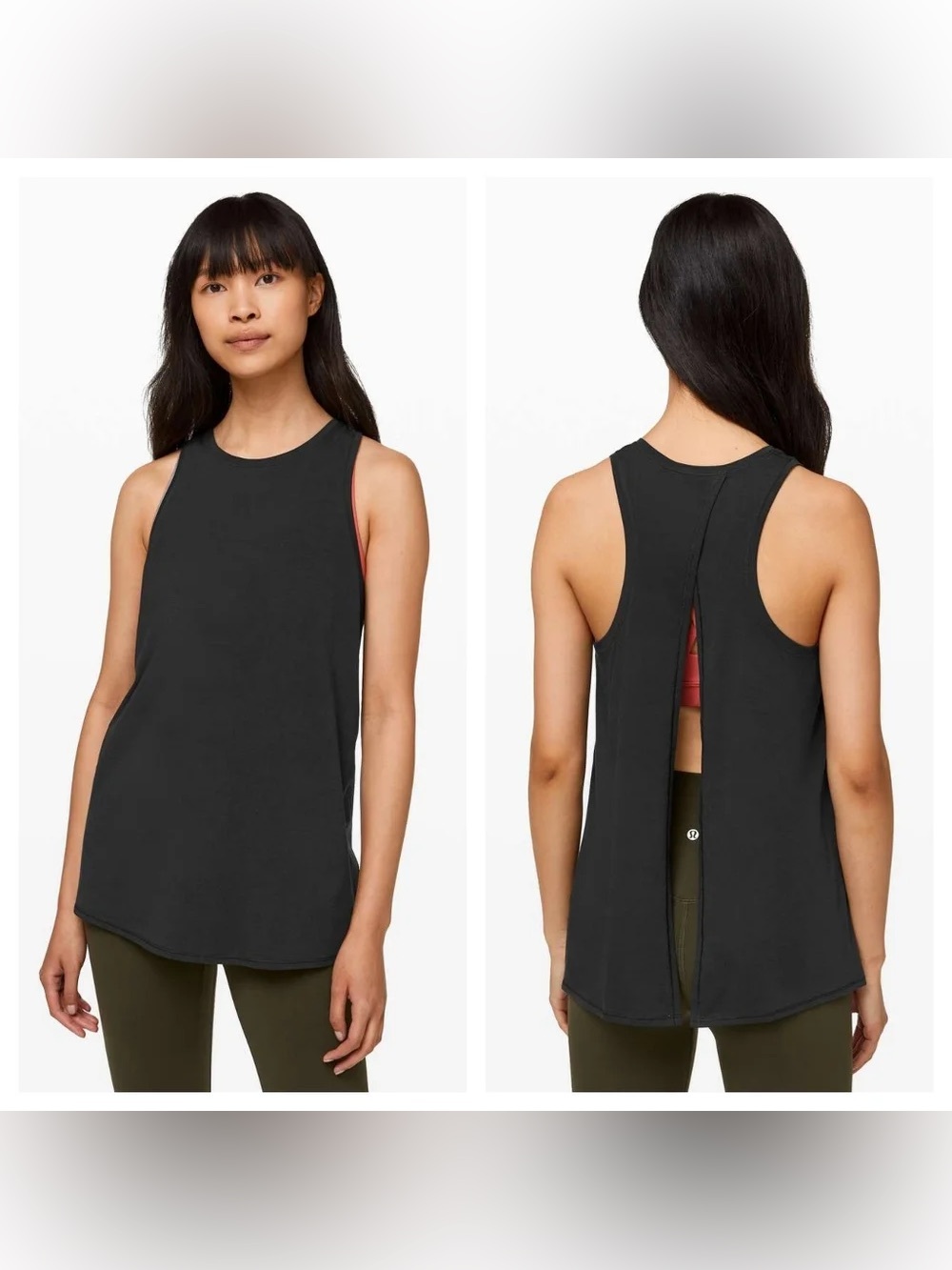 Lululemon Women's All Tied Up Open Back Black Tank Top. Size 6